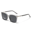 Polarized TR90 square sunglasses with grey frames and UV400 protection lenses - Transparent Gray