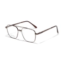 Classic double bridge metal square frame glasses in bronze with brown temple tips - Brown