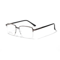 Rectangle half-frame stainless steel glasses in dark brown finish and black temples - Brown