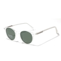 Gafas de sol polarizadas redondas retro con montura blanca mate y lentes UV400 - Verde Oscuro