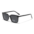 Square TR90 polarized sunglasses for men with glossy black frame and UV400 grey lenses - Bright Black