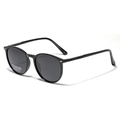 Gafas de sol polarizadas redondas retro con montura negra y lentes grises UV400 - Negro Brillante