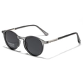 Round TR90 polarized sunglasses in matte grey translucent frame with UV400 protection - Transparent Gray