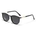 Gafas de sol redondas polarizadas de TR90 negro con detalles metálicos dorados y lentes UV400 - Dorado Negro