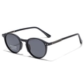 Classic round black TR90 polarized sunglasses with silver rivets and UV400 protection - Matte Blue