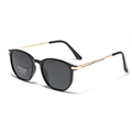 Classic round polarized sunglasses with black TR90 frames and gold metal temples - Gold Black