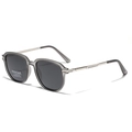 Lunettes de soleil rondes TR90 polarisées avec monture gris fumé et branches en métal - Gris Transparent
