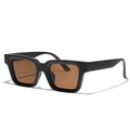 Retro thick black square sunglasses with brown lenses for men and women in street style - 砂黑框配茶镜片
