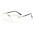 Golden rectangular semi-rimless stainless steel eyeglasses at 45-degree angle - Gold
