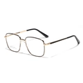 Gafas ópticas de montura grande metálica con puente de silla y acero inoxidable - Dorado
