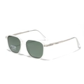Square polarized sunglasses with transparent frames and textured metal temples - Dark Green