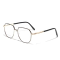 Black and gold polygonal metal frame glasses with stainless steel double bridge design - Gold-spotted Black