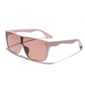 Pink shield sunglasses with chunky square frames and oversized lenses for men and women - Pink
