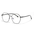 Polygonale schwarze Metallbrille im minimalistischen modernen Stil mit klaren Gläsern - Schwarz