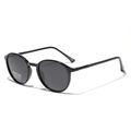 Occhiali da sole rotondi retrò con lenti polarizzate UV400 e montatura semi-metallo - Nero Lucido