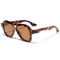 Retro double-bridge square pilot sunglasses with tortoiseshell frames and brown lenses - Tortoise