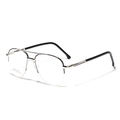 Classic silver double-bridge pilot metal eyeglass frames with black temple tips for men - Silver & Black