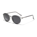 Lunettes de soleil rondes polarisées TR90 avec monture grise et protection UV400 - Gris Transparent