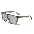 Translucent olive green oversized square shield sunglasses with grey lenses for women - Matte Green