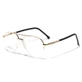 Golden double bridge aviator frames with stainless steel rims and black temple tips - Full Gold Color