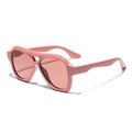 Pink oversized pilot sunglasses with thick frames and matching transparent lenses - Pink