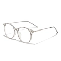 Occhiali ottici rotondi moderni in TR90 trasparente con stanghette in metallo argento a 45 gradi - Grigio Trasparente