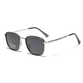Polarized TR90 square sunglasses in silver and dark grey with UV400 protection - Smoke Gray