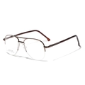 Classic double bridge pilot eyeglasses with stainless steel frame in coffee metal finish - Brown
