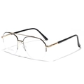 Classic gold and black metal aviator half-frame glasses with durable stainless steel arms - Gold-spotted Black