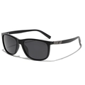 Gafas de sol polarizadas cuadradas TR90 negro mate con lentes grises y detalles metálicos - Negro Arena / Lentes Grises