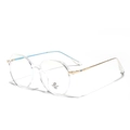 Occhiali anti-luce blu poligonali trasparenti con stanghette dorate e lenti UV400 - Trasparente