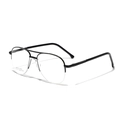 Classic black aviator frames in stainless steel with clear lenses for a modern look - Black