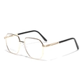 Minimalist gold polygonal metal frame glasses with stainless steel arms and black tips - Full Gold Color
