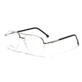 Silver stainless steel aviator glasses frame with double bridge and clear lenses - Silver