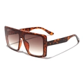 Retro oversized square tortoiseshell sunglasses with brown gradient lenses for men and women - Amber Tortoiseshell