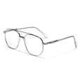 Classic aviator double bridge metal frame glasses in matte silver stainless steel - Gunmetal