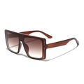 Oversized square sunglasses with gradient brown lenses and translucent frame for unisex - Transparent Tea