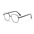 Occhiali minimalisti con montatura grande in acciaio inossidabile e bordo geometrico nero - Nero