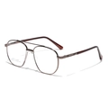 Classic double-bridge square pilot metal glasses frame in deep coffee stainless steel - Brown