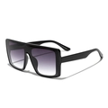 Oversized square sunglasses with black glossy frames and purple gradient lenses - Bright Black / Gradient Gray
