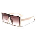Oversized square sunglasses with cream frame and brown gradient lenses for men and women - Beige
