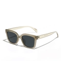 Square TR90 polarized sunglasses in amber frame with dark grey lenses on white background - Muddy Green Gray Lens