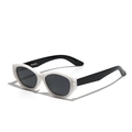 Retro Katzenaugen-Sonnenbrille mit weißem Rahmen, schwarzen Bügeln und Gläsern - Weißer Rahmen Graue Gläser