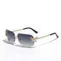 Gafas de sol Y2K cuadradas sin montura con mariposa de diamantes y lentes degradadas - Gris Degradado
