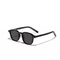 Classic black TR90 square frame sunglasses with silver rivets and dark lenses - Glossy Black/Grey Lens
