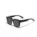 Gafas de sol polarizadas cuadradas de TR90 negro con lentes HD y remaches metálicos - Negro Brillante
