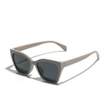 Chic TR90 cat-eye polarized sunglasses with khaki frames and grey lenses in 45-degree view - Solid Grey