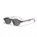 Retro-Sonnenbrille mit ovalem, taupefarbenem Rahmen und dunkelgrauen Gläsern für Damen und Herren - Rauchgrau