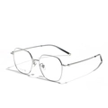 Occhiali minimalisti in titanio argento con montatura poligonale e lenti anti-luce blu - Argento
