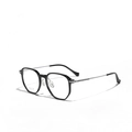 Occhiali quadrati minimalisti in titanio con montatura nera e aste in argento - Argento Nero